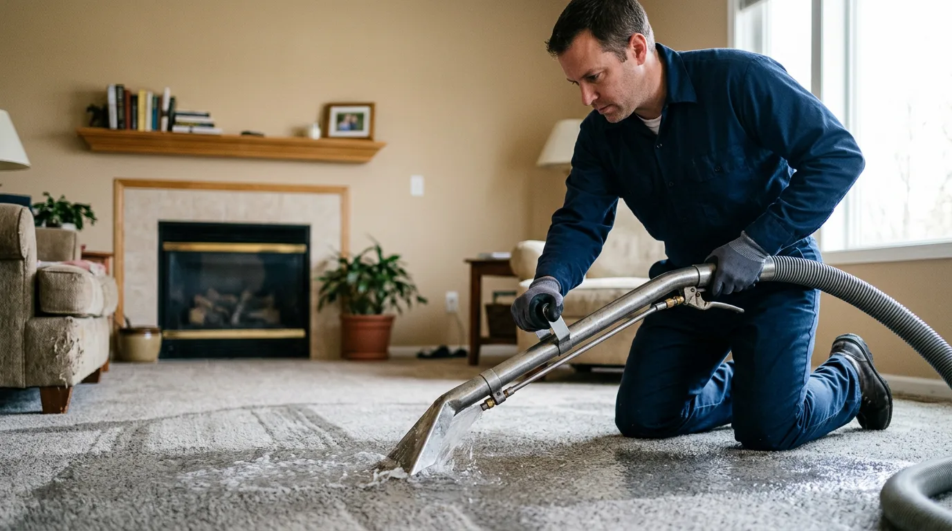 Water damage restoration technician working near Amity, PA